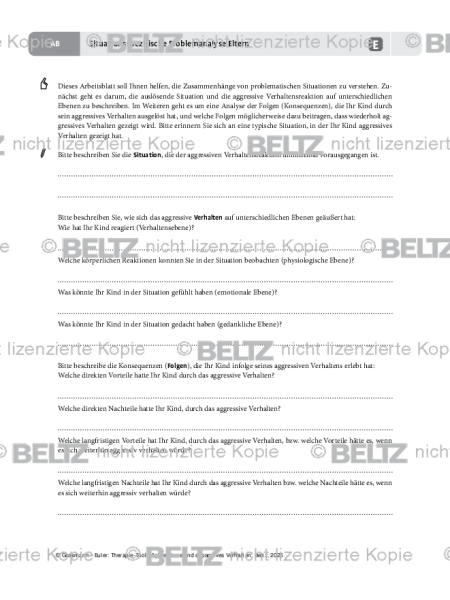 Aggression: Situationsspezifische Problemanalyse Eltern