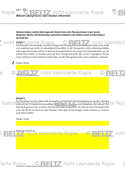 Schematherapie: Wissen überprüfen: Den Modus erkennen