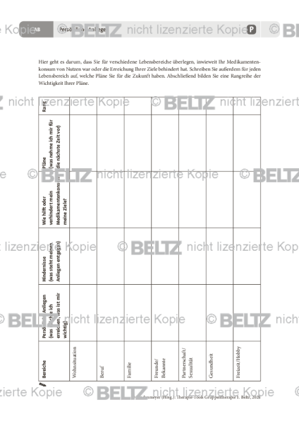 Gruppentherapie: Persönliche Anliegen