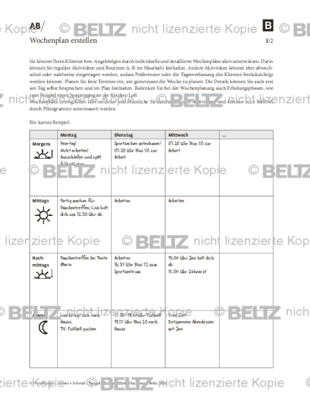 Depression und geistige Behinderung: Wochenplan erstellen