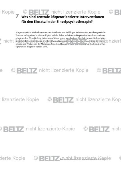 Körperpsychotherapie: Einleitung Zentrale körperorientierte Interventionen für die Einzelpsychothera