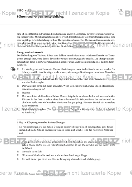 Körperpsychotherapie: Führen und Folgen: Beispieldialog