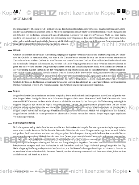 Depression: MCT-Modell