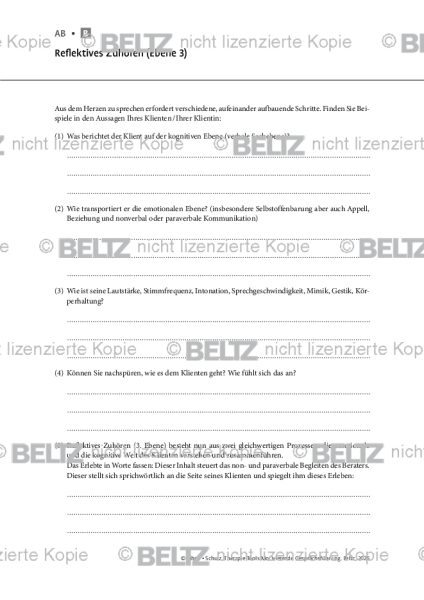 Motivierende Gesprächsführung: Reflektives Zuhören (Ebene 3)