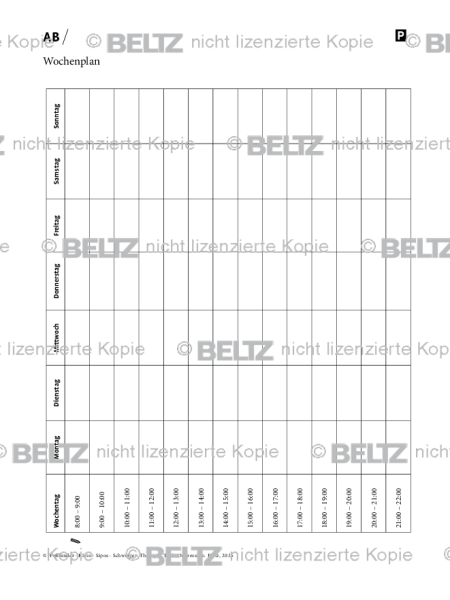 Depression: Wochenplan