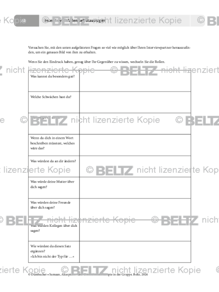 ACT in Gruppen: Interviewleitfaden Selbstaussagen