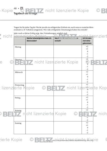 Motivierende Gesprächsführung: Tagebuch der Erfolge