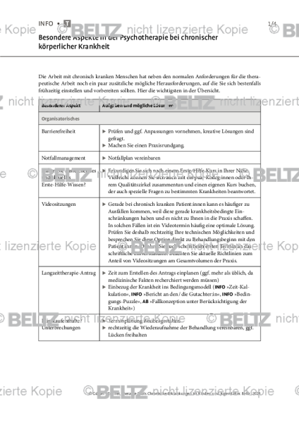 Chronische Erkrankungen: Besondere Aspekte in der Psychotherapie bei chronischer Krankheit