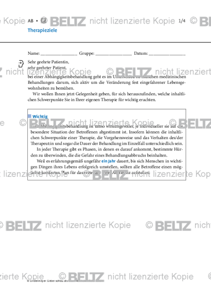 Alkoholabhängigkeit: Therapieziele