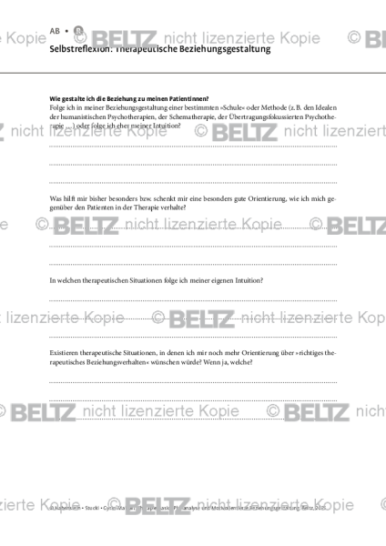 Plananalyse: Selbstreflexion: Therapeutische Beziehungsgestaltung
