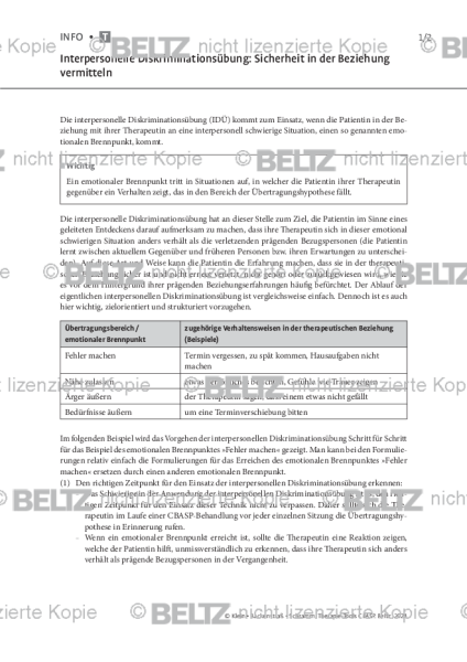 CBASP: Interpersonelle Diskriminationsübung – Sicherheit in der Beziehung vermitteln