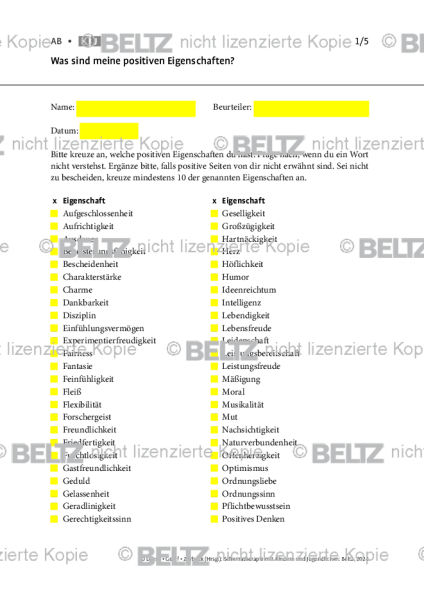 Schematherapie Kinder: Was sind meine positiven Eigenschaften?