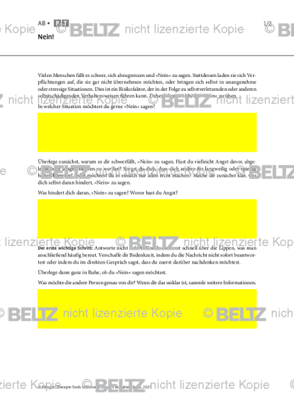 Selbstverletzendes Verhalten: Nein!