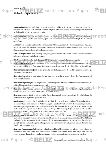 Biofeedback: Biofeedbackparameter