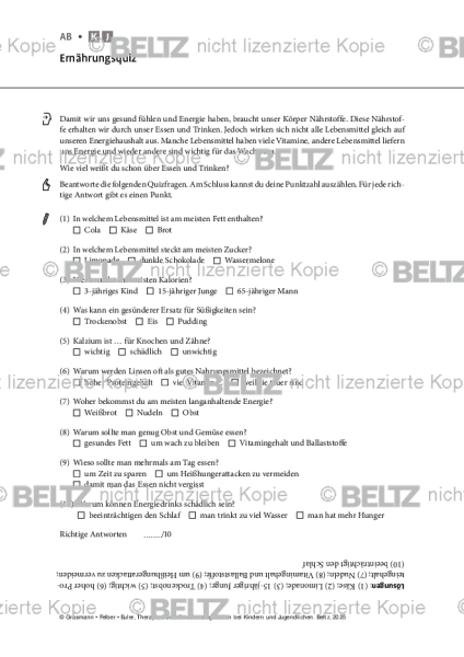 Emotionsregulation (K/J): Ernährungsquiz