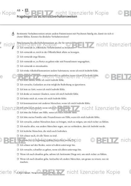 Psychosen: Fragebogen zu Sicherheitsverhaltensweisen