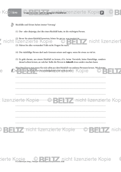 Gruppentherapie: Gruppenregeln zum Umgang mit Rückfällen