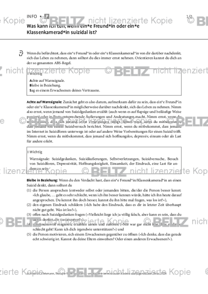 Suizidalität bei Kindern und Jugendlichen: Informationen bei Suizidgefahr im Freundeskreis