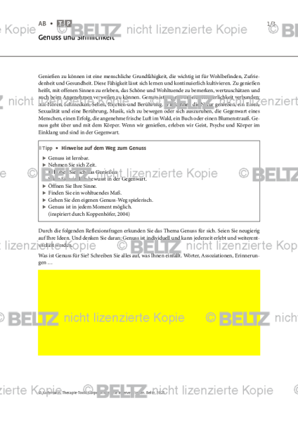 Körperorientierte Interventionen: Genuss und Sinnlichkeit