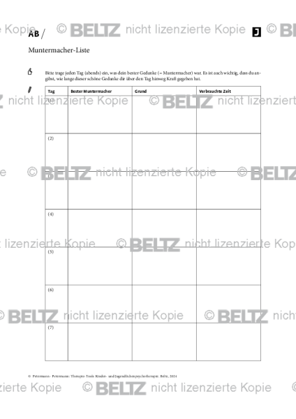 Kinder- und Jugendlichenpsychotherapie: Muntermacher-Liste