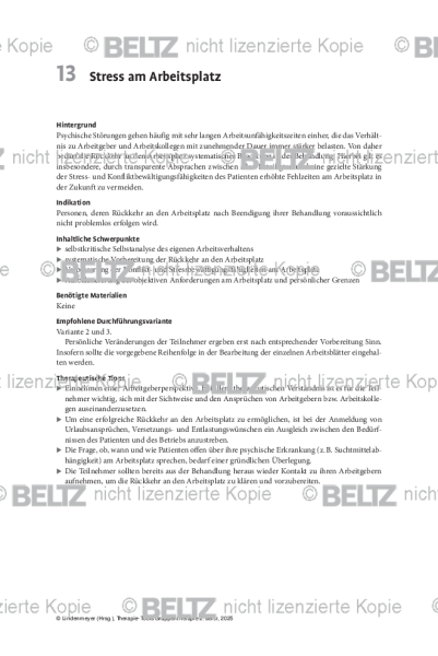 Gruppentherapie: Einleitung Stress am Arbeitsplatz