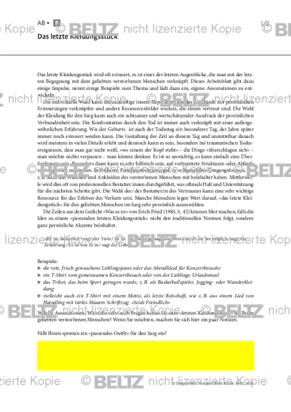 Trauer: Das letzte Kleidungsstück