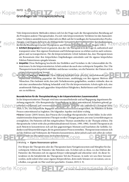 Körperpsychotherapie: Grundlagen der Therapiebeziehung