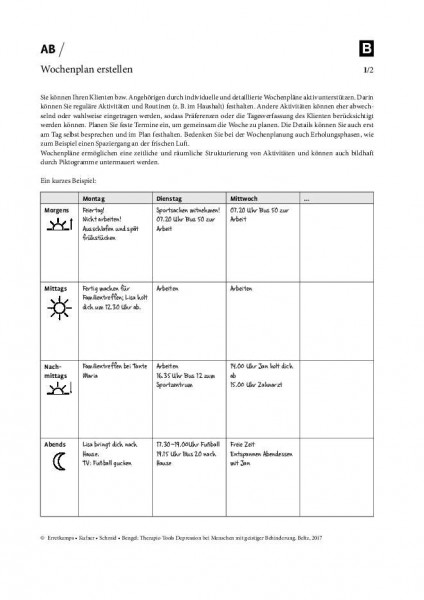 Depression Und Geistige Behinderung Wochenplan Erstellen Psychotherapie Tools