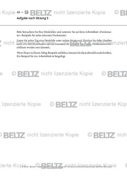 CPT bei PTBS: Aufgabe Sitzung 5