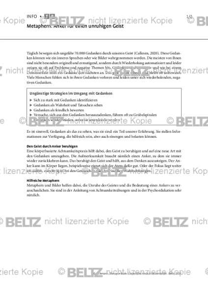 Körperorientierte Interventionen: Metaphern – Anker für einen unruhigen Geist