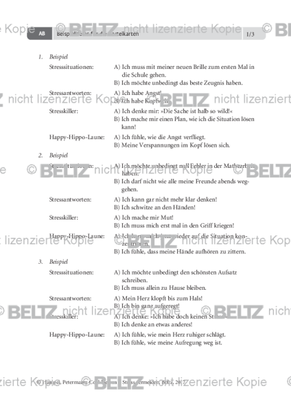 Anti-Stress-Training: Beispielitems für Karteikarten
