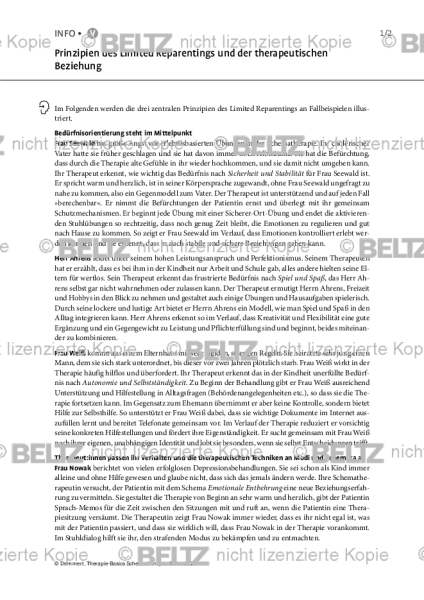 Schematherapie: Prinzipien des Limited Reparentings und der therapeutischen Beziehung