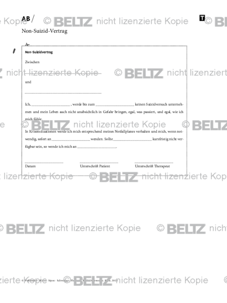 Depression: Non-Suizid-Vertrag
