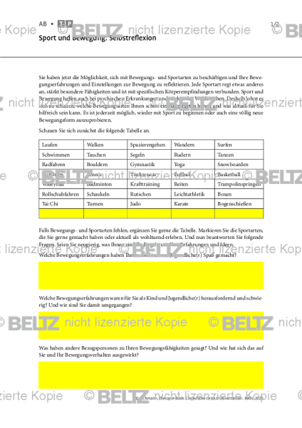 Körperorientierte Interventionen: Sport und Bewegung – Selbstreflexion