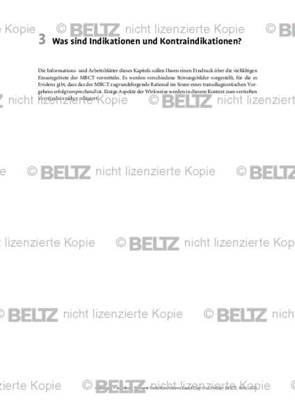 MBCT: Einleitung: Was sind Indikationen und Kontraindikationen?