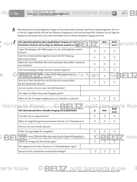 Kaufsucht: Bestandsaufnahme Geldmanagement