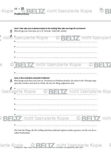 Emotionsregulation (K/J): Problemliste