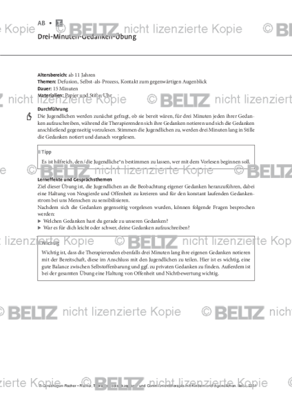 ACT mit Kindern und Jugendlichen: Drei-Minuten-Gedanken-Übung
