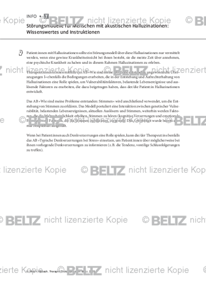 Psychosen: Störungsmodelle für Menschen mit akustischen Halluzinationen: Wissenswertes und Instrukti