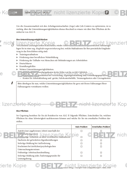 Gruppentherapie: Arbeitslosengeld (ALG) II