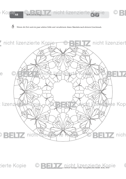 Therapeutisches Malen: Mandala Schmetterlinge