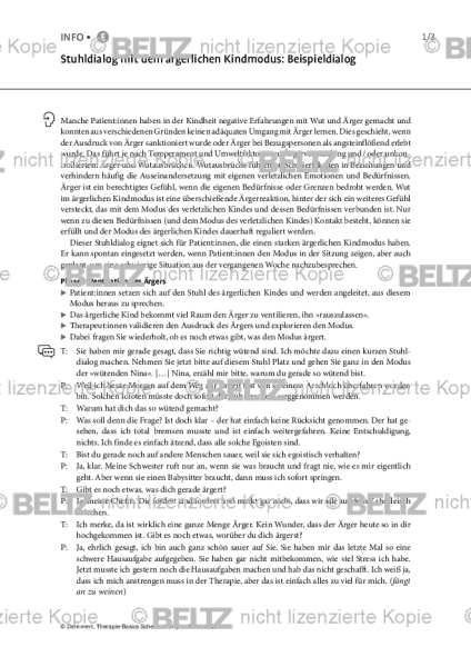 Schematherapie: Stuhldialog mit dem ärgerlichen Kindmodus: Beispieldialog