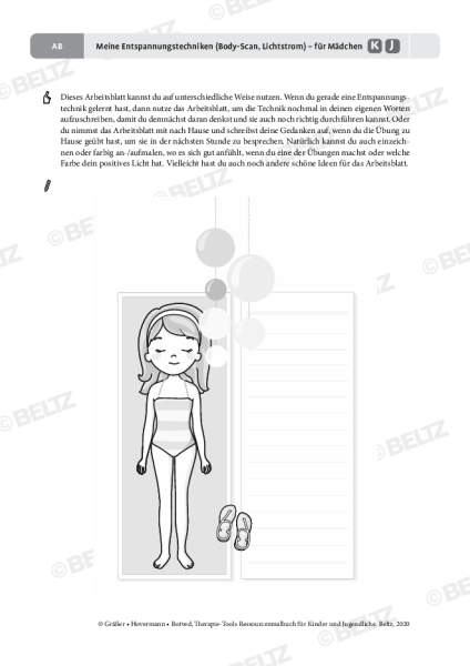 Ressourcenmalbuch: Meine Entspannungstechniken (Body-Scan) – für Mädchen