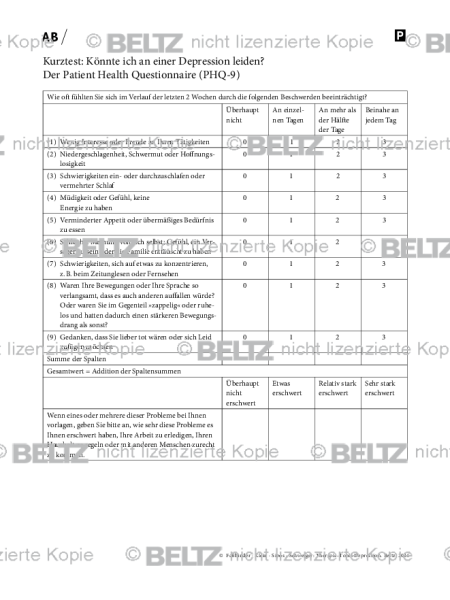 Bin ich nur traurig oder leide ich an einer Depression? Der Patient Health Questionnaire (PHQ-9)