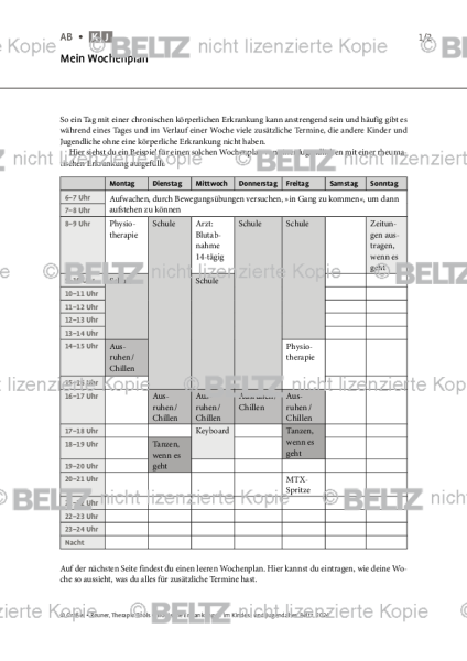 Chronische Erkrankungen: Mein Wochenplan