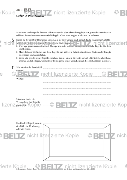 Emotionsregulation (K/J): Gefühle-Wörterbuch