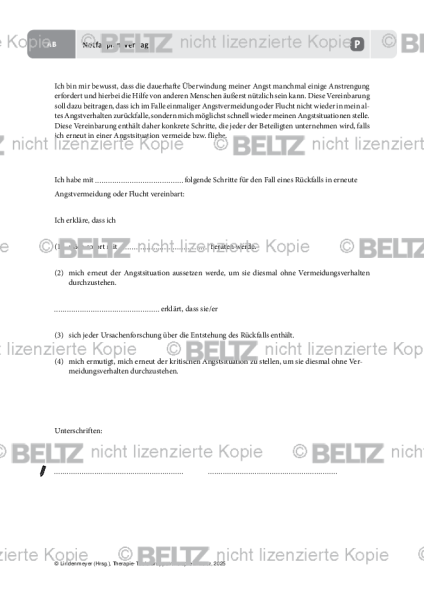 Gruppentherapie: Notfallplan-Vertrag (Angststörungen)