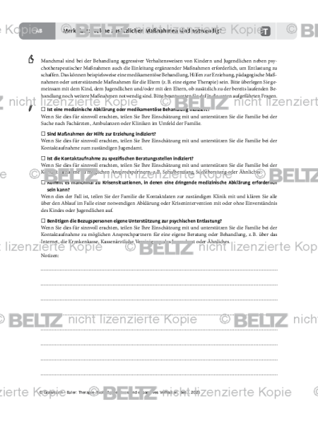 Aggression: Merkblatt: Welche zusätzlichen Maßnahmen sind notwendig?