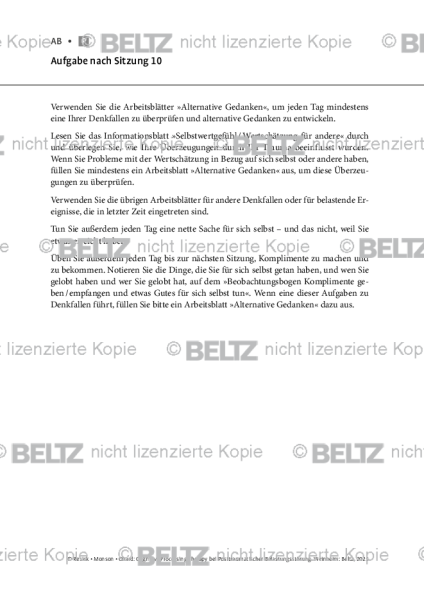 CPT bei PTBS: Aufgabe Sitzung 10