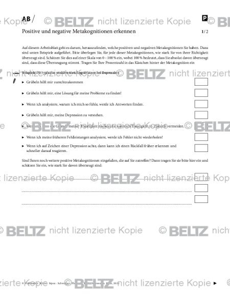 Depression: Positive und negative Metakognitionen erkennen